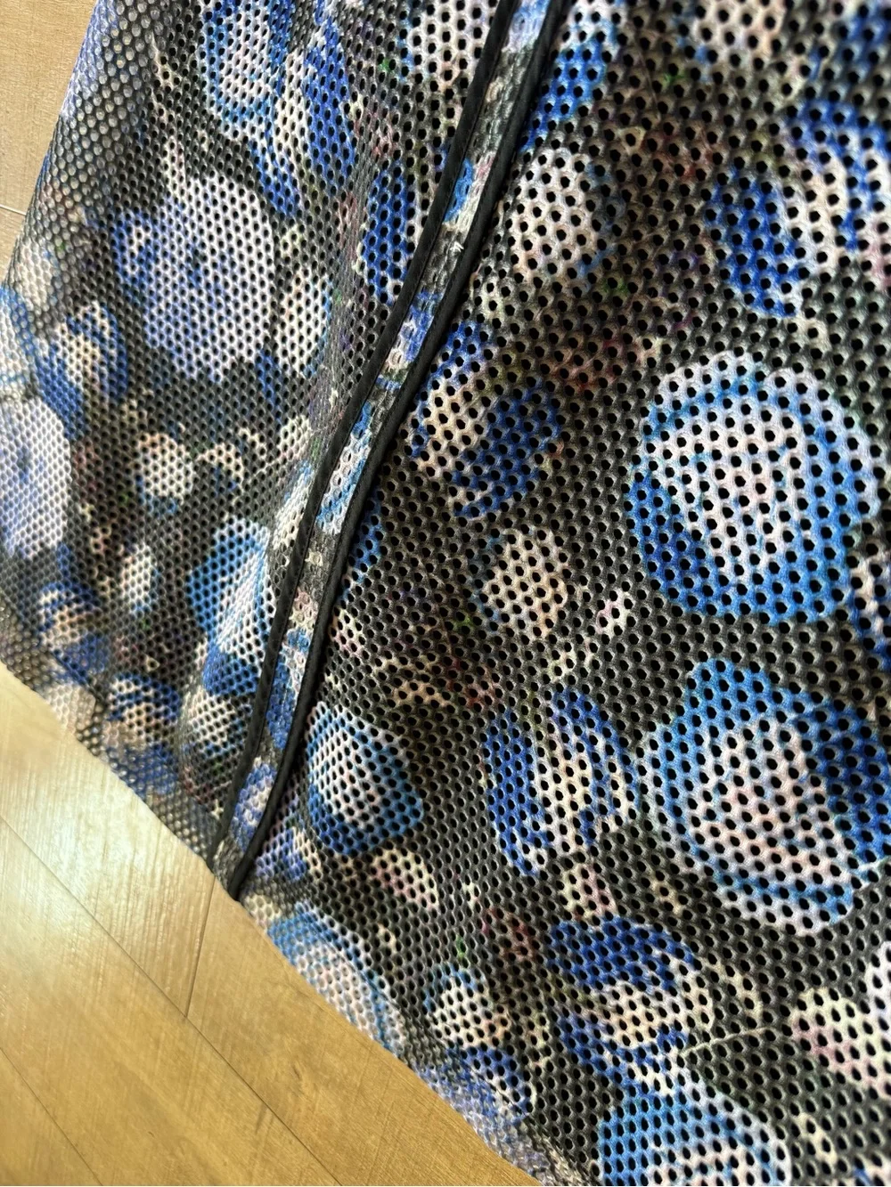 Noir Sachin + Babi Blue Black Gray florals Layered Mesh paneled Midi Skirt 6 - Picture 9 of 11